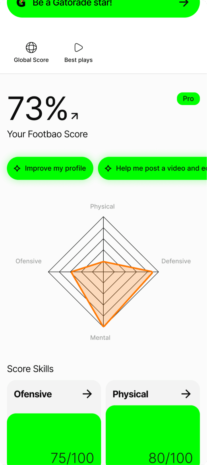 Footbao app screen