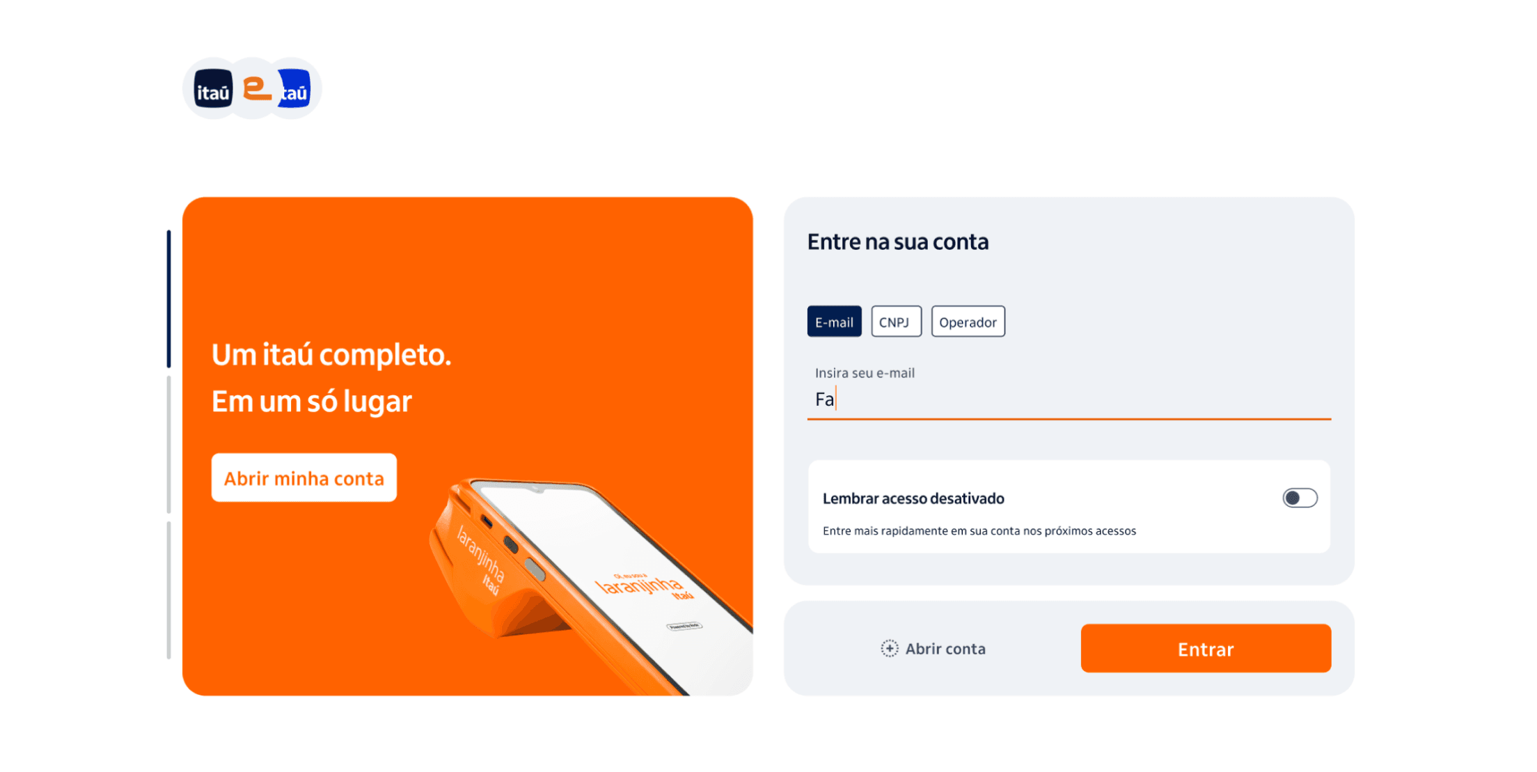 Itaú Unibanco app screen