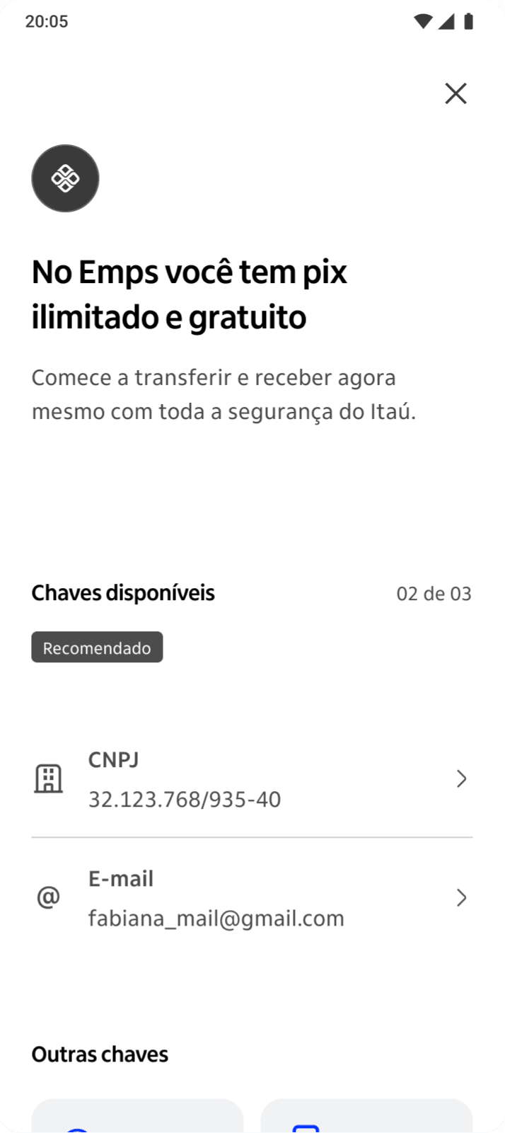 Itaú Unibanco app screen