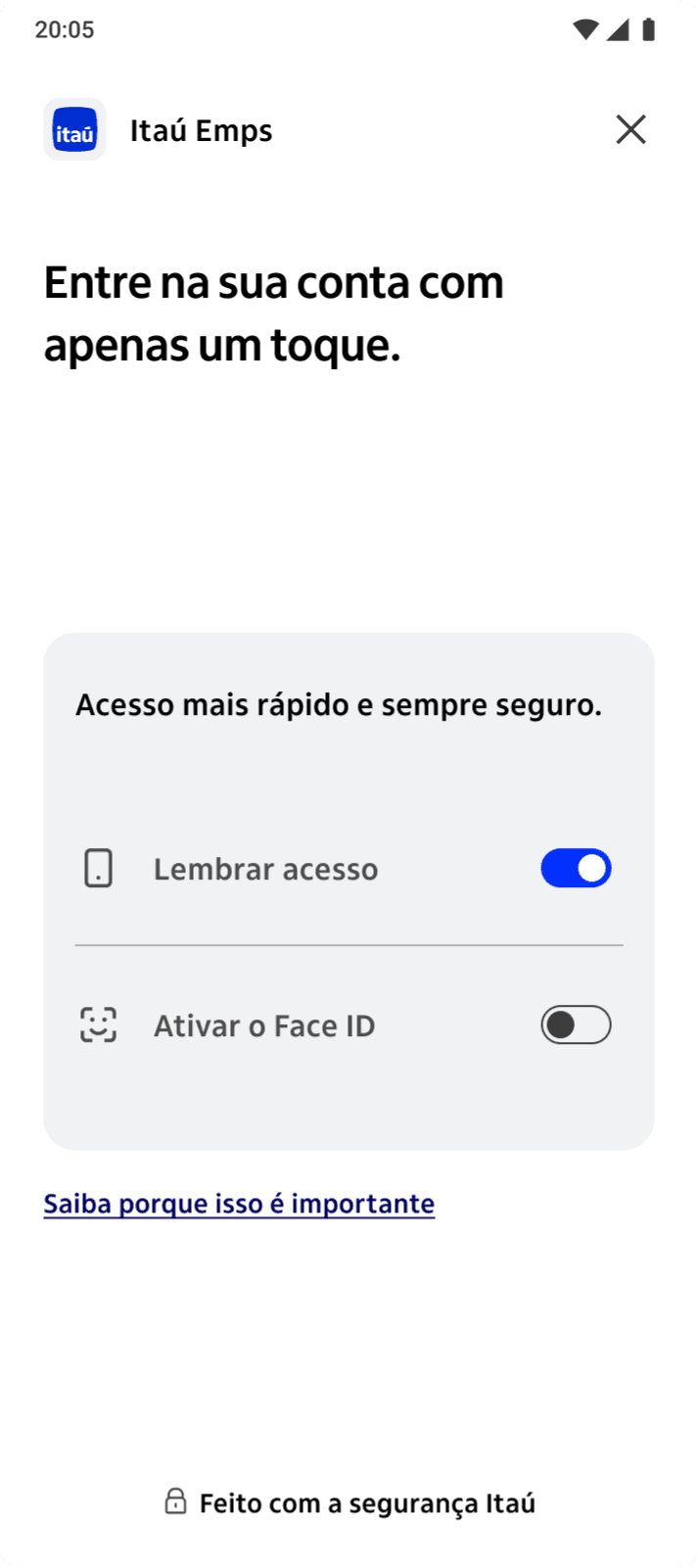 Itaú Unibanco app screen